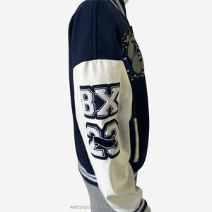 Men's High Quality Wool Bomber Baseball <b>Jacket</b> Custom Logo Chenille Embroidery Winter Varsity <b>Jackets</b> with Fabric Material - Product Image 5