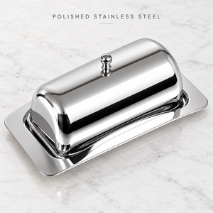 Stainless Steel <b>Butter</b> Dish with Lid and Tray Polished Silver Serving Container - Product Image 3
