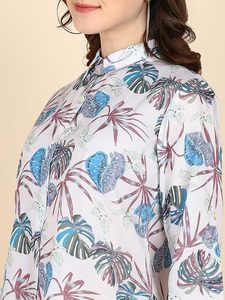 มาเซาเสื้อเชิ้ตผู้หญิงผ้าฝ้ายพิมพ์ลายคอปกแขนยาวลำลองทรงพอดีตัว - Product Image 5
