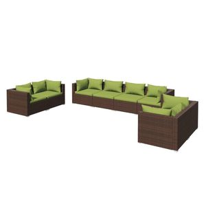 Ensemble de salon de jardin marron avec coussins verts - Product Image 2