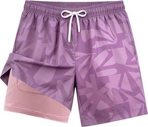 Shorts de bain décontractés pour hommes à imprimé géométrique, séchage rapide, avec cordon de serrage, taille mi-haute, en polyester, personnalisables, vente en gros, ODM - Product Image 2