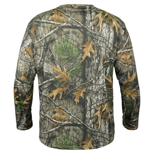 เสื้อรัดรูปลายพรางแบบ Real Tree สำหรับล่าสัตว์ ผลิตตามสั่ง ขายส่ง ผ้าสแปนเด็กซ์/โพลีเอสเตอร์คุณภาพสูง 220 กรัม แขนยาว สำหรับผู้ชาย ผลิตตามสั่ง - Product Image 4