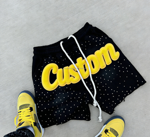 Shorts pour hommes noirs style streetwear écologiques avec cordon de serrage, taille élastique, en tissu tricoté respirant - Product Image 4