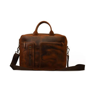 Maletín de Cuero para Portátil Hecho a Mano con Cuero Granulado de Primera Calidad, Fabricado en Fábrica OEM, Bolsa de Cuero para Portátil, Bolsa de Negocios para Hombres, Bolsa de Oficina - Product Image 1
