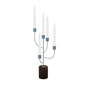 Porte-bougie moderne en métal à plusieurs bras avec base en marbre, support décoratif pour bougies de table, style contemporain pour salon et salle à manger, neuf - Product Image 1