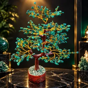 Natural Malachite <b>Crystal</b> <b>Tree</b> 300 Beads Wholesale Handmade Gemstone Money <b>Tree</b> Feng Shui Home Decor - Product Image 2