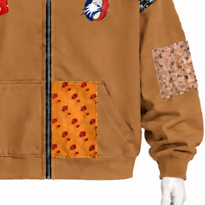 Camel <b>Winter</b> <b>Fleece</b> Tapestry Patchwork Zip-Up Hoodie Oversized Printed Patch Hooded Sweatshirt Customizable Streetwear Jacket - Product Image 5
