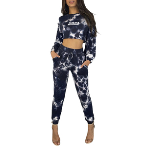 Women's <b>Tie</b> <b>Dye</b> 2-Piece Shorts <b>Set</b> Short Sleeve Crop Top Knee-Length Shorts Breathable Fleece Fabric Spandex/Nylon Casual Summer - Product Image 1