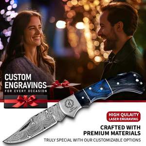 Tactical Damascus Steel Pocket Knife Outdoor Survival Full Tang Folder Damascus Steel Grip Lock <b>Back</b> <b>Drop</b> Point Blade High - Product Image 2