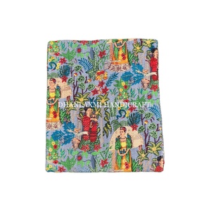 ที่สวยงามสีเทาพิมพ์ผ้าฝ้าย100% ที่ทำด้วยมือบ้านตกแต่งอินเดีย Kantha ผ้าห่มขายส่งผ้าคลุมเตียง - Product Image 1