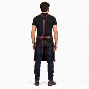 Tablier en cuir rouge pour homme avec texture crocodile et poches pour outils, idéal pour les barman de restaurant - Product Image 5