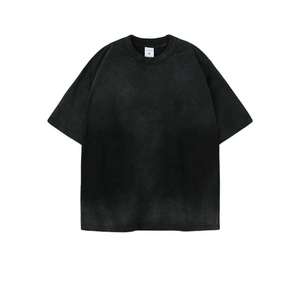 T-shirt décontracté pour homme, coupe oversize, teinture dégradée, manches courtes, col rond, 100 % coton tricoté, respirant, couleur unie bleu - Product Image 4