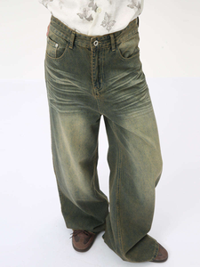 Pantalones Vaqueros de Mezclilla Lavada Estilo Vintage para Hombre, Modelo Fashion Pencil Whiskers - Product Image 5