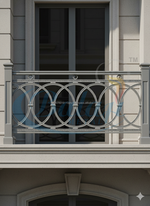Pièces de portail de balcon et de jardin robustes en fonte, modernes, sans cadre, réglables, finition sablée super résistante, poli à haute brillance, protection UV - Product Image 2