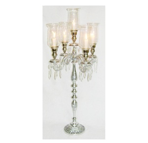 Precio más barato nuevo candelabro con chimenea de vidrio transparente para la venta candelabro de Metal para la decoración de la entrada del hogar - Product Image 6
