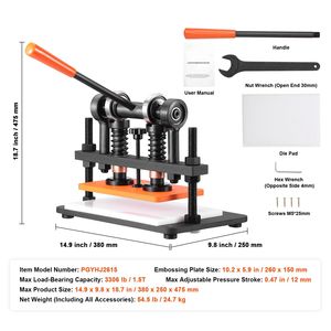 Macchina da taglio manuale per schiuma e pelle 10.2 X 5.9, fustellatrice con corsa di pressione 0.47, doppio albero di guida, piastra per goffratura - Product Image 6