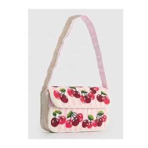 Nuevo Bolso de Hombro Portátil con Cuentas y Diseño de Cerezas, Bolso Tote Hecho a Mano con Cuentas, para Verano, Playa, Fiesta, Otros Cierres, Venta al por Mayor - Product Image 2