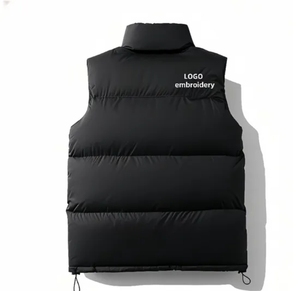 Wholesale <b>Men</b>’s Quilted Puffer Vest <b>Jacket</b>, Custom Sleeveless Winter Outerwear with Zipper Pockets - Product Image 6
