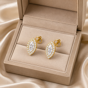 เครื่องประดับฮิปฮอปสุดหรูสำหรับทุกเพศ ทองคำแท้ 14K ทรงมาร์คีส์ ประดับเพชรโมอิสซาไนต์ VVS แบบสั่งทำพิเศษ ต่างหูแบบเกลียวพร้อมขอบเพชร ไอเดียของขวัญ - Product Image 5