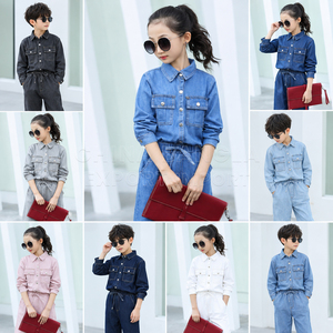 Stock Apparel Bangladesh Long Sleeve Cotton Blue Casual Button <b>Down</b> Mid-Weight Denim Shirts Boys Girls Wear Top Fast Delivery - Product Image 2