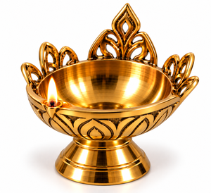 Handcrafted Brass <b>Lotus</b> Diya Traditional Oil <b>Lamp</b> Decorative Puja Deepak Aarti Light Ornate Floral Design Pedestal Home - Product Image 4