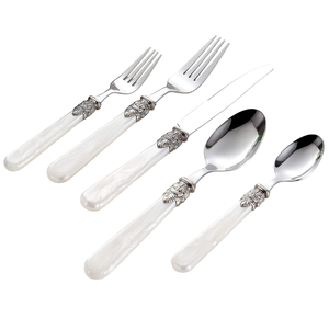 Vintage Metal <b>Flatware</b> Set With Mother Of Pearl Handles Mirror Polish Dishwasher Safe For Wedding And Home Use - Product Image 4