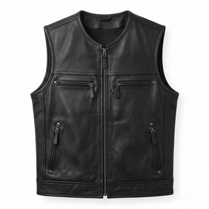 Gilet en cuir occidental pour homme, vente en gros, avec deux poches, col en V, sans manches, personnalisable, pour événements, mode extérieure et usage quotidien - Product Image 5