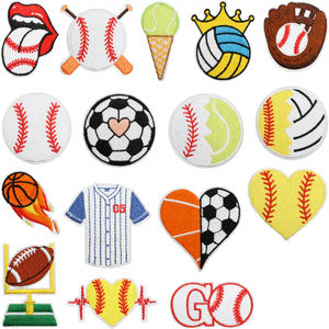 Parches Bordados Termoadhesivos de Fieltro con Diseños de Baloncesto, Fútbol Americano y Rugby, Decoraciones Deportivas para Ropa, Gorras y Mochilas, Venta al Por Mayor - Product Image 1