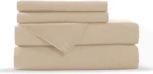 Juego de Sábanas Clásicas de 4 Piezas, 100% Poliéster, Tejido Sólido, Sábana Ajustable, Sábana Plana, Fundas de Almohada, Marca OEM, 300 Hilos, 110GSM - Product Image 4