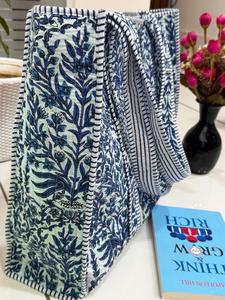 Bolso de Hombro Bohemio Acolchado de Algodón con Estampado Artesanal para Mujer, con Cierre Abierto, Lavable, Bolso de Algodón Estampado de Jaipur - Product Image 3