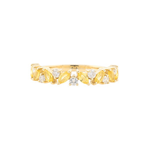 Vendeur Vérifié – Bague Éternité en Or Jaune 14 carats avec Saphir Jaune Naturel Taille Marquise 4x2mm et Diamants, Bijou de Mariage Empilable - Product Image 4