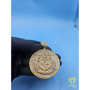 Pendentif Breloque Monnaie Personnalisé Haut de Gamme avec Diamants Moissanite Sertis à la Main, Bijoux de Mode Streetwear - Product Image 2