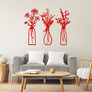 Handmade Black Metal Flower <b>Vase</b> Wall Art Modern Decorative Sculpture Ideal For Kitchen Lounge And Lobby Interior Accent - Product Image 2