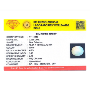 Natural Rough Opal Loose Gemstone 4.83 Carat Certified Wholesale 20mm - Product Image 4