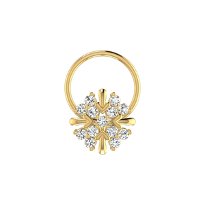 Pendientes de Nariz con Diamante Natural de 0.08 Quilates, Oro de 14K, Certificados, Estilo Étnico para Mujer, Color HI, Claridad VS-SI - Product Image 1