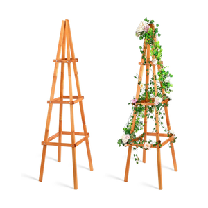 Treillis de jardin en bois naturel robuste pour plantes grimpantes, obélisque en forme de pyramide, décoration extérieure pour jardin, fabriqué au Vietnam - Product Image 1