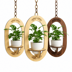 Étagère murale décorative en bois pour plantes suspendues, pour salon, chambre, balcon et bureau, décoration murale minimaliste moderne pour l'affichage des plantes - Product Image 1