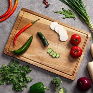 Wooden Chopping <b>Block</b> Sturdy Construction Square <b>Shape</b> 1.3cm Thick Dishwasher Safe Non-Toxic Easy to Clean - Product Image 3