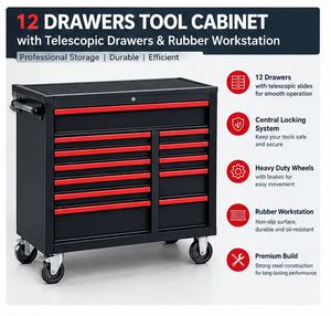 Armoire à outils industrielle à roulettes robuste à 12 tiroirs, capacité de charge de 200 kg, serrure à clé |   Chariot à outils pour atelier automobile |   OEM/ODM - Product Image 1
