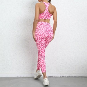 Custom Logo Front Custom OEM Womens Solid Yoga Set Seamless Digital Print Sports Bra & Workout <b>Leggings</b> Fitness Clothing - Product Image 4