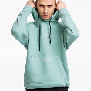 Sweat-shirt à capuche vert menthe pour homme, coupe classique, décontracté, couleur unie, avec poches, en molleton tricoté surdimensionné pour l'automne - Product Image 1