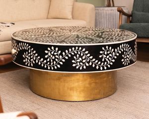 Mesa de Centro de Diseño Moderno con Incrustaciones de Hueso, Ecológica, Hecha a Mano, Duradera, Personalizable, para Hogar, Hotel, Sala de Estar, Natural - Product Image 4