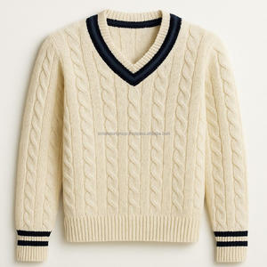 Suéter de Cachemira de Lujo con Logotipo Frontal Personalizado para Hombre, Estilo Poncho Grueso, Cuello en V, Tejido de Cable, Vestido de Invierno - Product Image 4