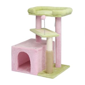 Torre per Gatti a Più Livelli Cozy Cat Condo da 27,5 Pollici con Tiragraffi e Cuccia Imbottita per Gattini, Imballaggio in Cartone per Interni - Product Image 2