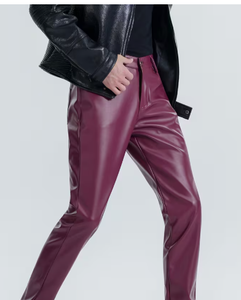 Spezia International Men's for PU Coated Straight Fit Casual <b>Trousers</b> Side Pockets <b>Elastic</b> <b>Waist</b> Heavyweight Winter Pants - Product Image 3