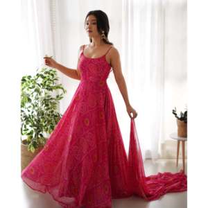 ENSEMBLE DE COSTUME BANDHEJ ANARKALI EN CHIFFON pour femmes - Product Image 3