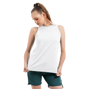 Camiseta sin mangas deportiva de poliéster con estampado de circuito neón para mujer, de secado rápido, cuello redondo, tejida, para fitness - Product Image 2