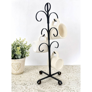 New Style Iron Metal Mug Holder Stand With Curved Hooks For Kitchen Countertop Dining Table Mugs <b>Storage</b> Stand On Sale - Product Image 6