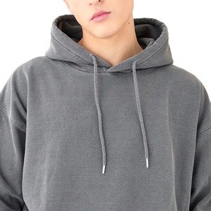 Sweat-shirt à capuche oversize pour homme, gris uni, 100% coton, tissu molletonné français, coupe décontractée, avec poche, pour l'automne - Product Image 4