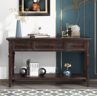 Table console en bois massif au design moderne avec 3 tiroirs, style industriel, rangement pour salon, appartement